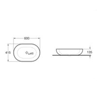 Раковина керамическая Vincea , 600*415*135, накладная, цвет черный матовый арт-VBS-113MB — фото 3, Раковины накладные