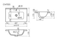 Раковина мебельная накладная Compact 610x395x170, цвет белый арт-CN7025 — фото 5, Раковины встраиваемые сверху