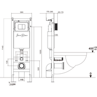 Комплект 3в1 IBERICA BLANCA инсталляция SILENCIO MINI, унитаз BURGOS ALTO белый, кнопка смыва INOX-S золото матовое (IB.001M.BRA.234.1603) — фото 12, Комплекты унитаз + инсталляция