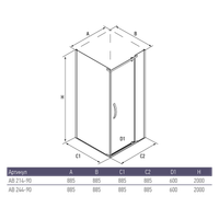 Душевой уголок ALEX BAITLER 2 серия AB214-90 прозрачное стекло — фото 4, Душевые перегородки