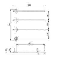 Полотенцесушитель электрический (встраиваемый) 520*506 c терморегуляторм, цвет: золото шли арт-AQM3143BG — фото 3, Электрические полотенцесушители