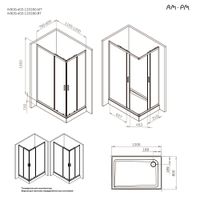 W90G-403-120280-MT Gem душевое огражд прямоугольн.,раздвиж.двери 120x80 хром мат.,стекло прозрачн — фото 9, Душевые кабины и ограждения