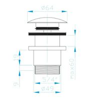 Слив для умывальник CLICK - CLACK, латунный, хром арт-EUVCR06 — фото 2, Сифоны для раковины