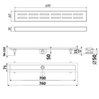 К-т водоотводящий желоб DP20-700 из нержавеющей стали + Декор. решетка DG20-700 арт-DP20700-DG20700 — фото 7, Душевые лотки