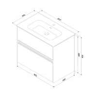 Sense, База под раковину, универсальная, 80 см, 2 ящика, цвет: белый глянец арт-M7BFUX0802WG — фото 7, Тумбы под раковину