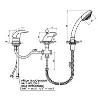 D470.5SZ DUNAJ смеситель каскадный на 3 отверстия, ЦВЕТ ЗОЛОТО — фото 2, Смеситель для ванны