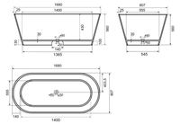 Ванна CORSICA 168 см из литьевого мрамора NOVA GEL / Aqua de Marco 1700CORS_GEL — фото 10, Ванны