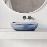 Раковина накладная прозрачная ABBER Kristall AT2805Saphir синяя — фото 6, Раковины накладные