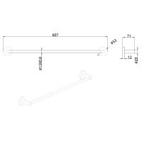 Trento Держатель банного полотенца 600мм, черный матовый арт-AQM7204MB — фото 2, Полотенцедержатели