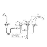 Смеситель Labe для ванной на 4-е отверстия, переключатель керамический бронза, L569.5PSM — фото 2, Смеситель для ванны
