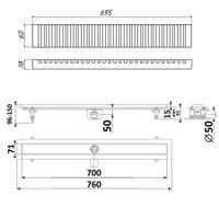 К-т водоотводящий желоб DP20-700 из нержавеющей стали + Декор. решетка LG20-700 арт-DP20700-LG20700 — фото 7, Душевые лотки