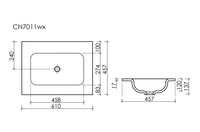 Раковина накладная мебельная Grace прямоугольная, без отверстия под смеситель, 610x457x137мм, цвет белый, арт. CN7011wx — фото 3, Раковины встраиваемые сверху