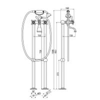 MORAVA RETRO - смеситель классический для ванны с душем, ЧЕРНЫЙ МАТОВЫЙ арт-MK350.5/2CMAT — фото 2, Смеситель для ванны
