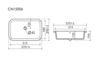 Раковина встраиваемая снизу Ceramicanova Era, c отверстием слива - перелива, 570x395x195 мм, белый, арт. арт-CN15006 — фото 7, Раковины встраиваемые снизу