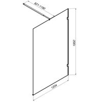 W94UWI-120-F1-MTE X-Joy Душевая перегородка 120x195, стекло прозр. 8 мм + покрытие, фурнитура мат хр — фото 5, Душевые перегородки