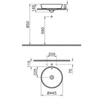 Metropole Раковина накладная 45 см белая VITRA арт-5940B003-0012 — фото 3, Раковины накладные