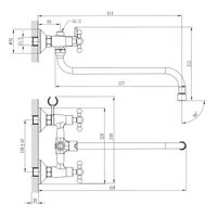 G02 Смеситель для ванны, круг.пов.излив 350мм с держ-м на теле, р/ДВ, хром, ROS, арт-G02-84 — фото 2, Смеситель для ванны