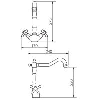 AGATHA Смеситель д/раковины излив "змейка", бронза VR.AGT-3721.BR — фото 2, Смесители для раковины