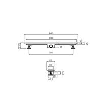 Лоток душевой, горизонтальный выпуск, комбинированный затвор, перфорированная решетка, 800мм, хром, IDDIS, арт-975A8SB10DZ — фото 3, Душевые лотки