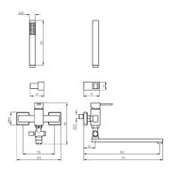 SQUADRINA Смеситель д/ванны с поворотным носом, хром арт-VR.SQR-4505.CR — фото 2, Смеситель для ванны