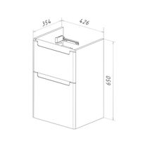Тумба Lemark BUNO 45 см под 1 раковину, подвесная/напольная, 2 ящика, цвет планки: Серый, цвет корпу арт-LM04B45T — фото 7, Тумбы под раковину