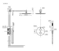Душевой комплект с термостатом SANCOS Etna, с внутренней частью, вороненая сталь арт. SC9010GG — фото 3, Встраиваемые душевые комплекты