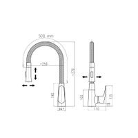 AM719.5/11СMATC AMUR - смеситель кухонный, аэоратор на 2 положения (излив-душ), ЧЕРНЫЙ МАТОВЫЙ/ХРОМ AM719.5/11CMATC — фото 2, Смесители для кухни