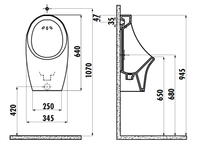 CREAVIT Писсуар (подводка из стены) с сифоном арт-TP611.00100+1217 — фото 2, Писсуары