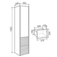 Шкаф-пенал подвесной PARMA 35 /дымчатый серый/правый/ AQUA DE MARCO 3035GRPAR — фото 6, Шкафы для ванной
