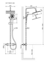 Душевая стойка SANCOS KANEDO с термостатом с верхним душем 248x248 мм ручным душем 110 мм 4 режима черный матовый арт-SC7100MB — фото 10, Душевые стойки