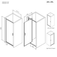 W90G-80-1P-BT Gem дверь душевая распашн 80x195,черный, стекло прозрачн — фото 5, Душевые двери в нишу