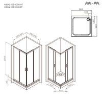 Gem душевое огражд квадратн.,раздвиж.двери 90x90 хром мат.,стекло прозрачн арт-W90G-403-9090MT — фото 8, Квадратные душевые уголки