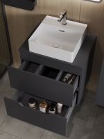 Orange Line Li-60TugMDF+B04-405W тумба с раковиной подвесная 60 см, графит/белый Li-60TugMDF+B04-405W — фото 6, Тумбы с раковиной