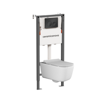 Комплект Подвесной унитаз NEW DAY Rimless + Система инсталляции Balance кнопка Circle, черный матовый — фото 1, Комплекты унитаз + инсталляция