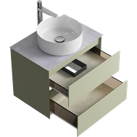 Товар: Подвесная тумба с двумя ящиками 65 см, цвет зеленый шалфей со столешницей серый камень и наставным умывальником арт-GE01652SH+STG662X476GS - фото 2 Подвесная тумба с двумя ящиками 65 см, цвет зеленый шалфей со столешницей серый камень и наставным умывальником арт-GE01652SH+STG662X476GS — фото 2, Тумбы с раковиной