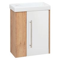 Тумба подвесная с умывальником MELBOURNE 40 /правая/дуб/белый/ AQUA DE MARCO 5040WCMEL/H/V.2.0 — фото 3, Тумбы с раковиной