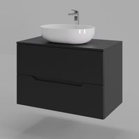 Orange Line тумба с раковиной подвесная 80 см, черный/белый арт-Li-80TubMDF+B05-480W — фото 1, Тумбы с раковиной