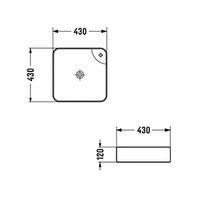 Раковина накладная Azario 430х430х120 квадратная, белый глянцевый арт-AZ-2194 — фото 3, Раковины накладные