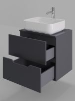 Orange Line Li-60TugMDF+B05-500W тумба с раковиной подвесная 60 см, графит/белый Li-60TugMDF+B05-500W — фото 3, Тумбы с раковиной