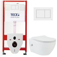 КОМПЛЕКТ TECE + beWash: 9400413 Инсталляция для подвесного унитаза TECE + BeWash Bogen Унитаз подвесной безободковый с форсункой биде со встроенным смесителем горячей и холодной воды с быстросъёмным сиденьем микролифт 88343601 арт-TC413343601 — фото 2, Комплекты унитаз + инсталляция
