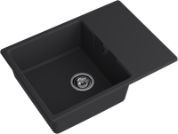 GRANFEST Мойка URBAN 668L 1-чаша+крыло 680*490мм черный арт.GF-UR- 668L черный — фото 1, Кухонные мойки