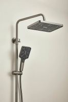 Душевая система с тропическим душем и смесителем BELZ, оружейная сталь, арт-B24507-3 — фото 3, Душевые стойки