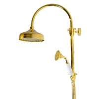 PRESTIGE Душевой настенный гарнитур (см-ль д/ванны/колонна ARCO/верхн.душ/шланг/ручной душ), золото 32793 — фото 8, Душевые гарнитуры