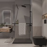 Душевая перегородка Niagara Nova (120х195) черный матовый,стекло прозрачное,с полкой,1 место арт-NG-670-12ВLACK — фото 2, Душевые перегородки