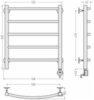 Полотенцесушитель электрический Стилье Формат 12 600х500 правый Без покрытия арт-00512-6050 — фото 4, Электрические полотенцесушители
