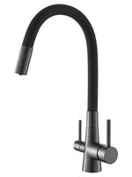 Agger Elegant смеситель для кухни однорычажный с каналом для питьевой воды и гибким изливом, оружейная сталь матовая арт-A3230355 — фото 1, Смесители для кухни