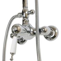 OXFORD Душевой настенный гарнитур (см-ль д/душа/колонна RETRO/верхн.душ/шланг/ручн.душ),хром 32572 — фото 3, Душевые гарнитуры