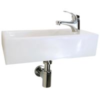 Раковина маленькая GS, 45x25x12 cm, отверстие справа. белая керамика арт-32577 — фото 9, Раковины накладные