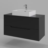 Orange Line Li-100TubMDF+B04-500W тумба с раковиной подвесная 100 см, черный/белый Li-100TubMDF+B04-500W — фото 1, Тумбы с раковиной