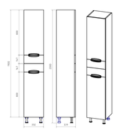 Шкаф-пенал арт-П-Жас05035-011БкП — фото 6, Пеналы для ванной комнаты